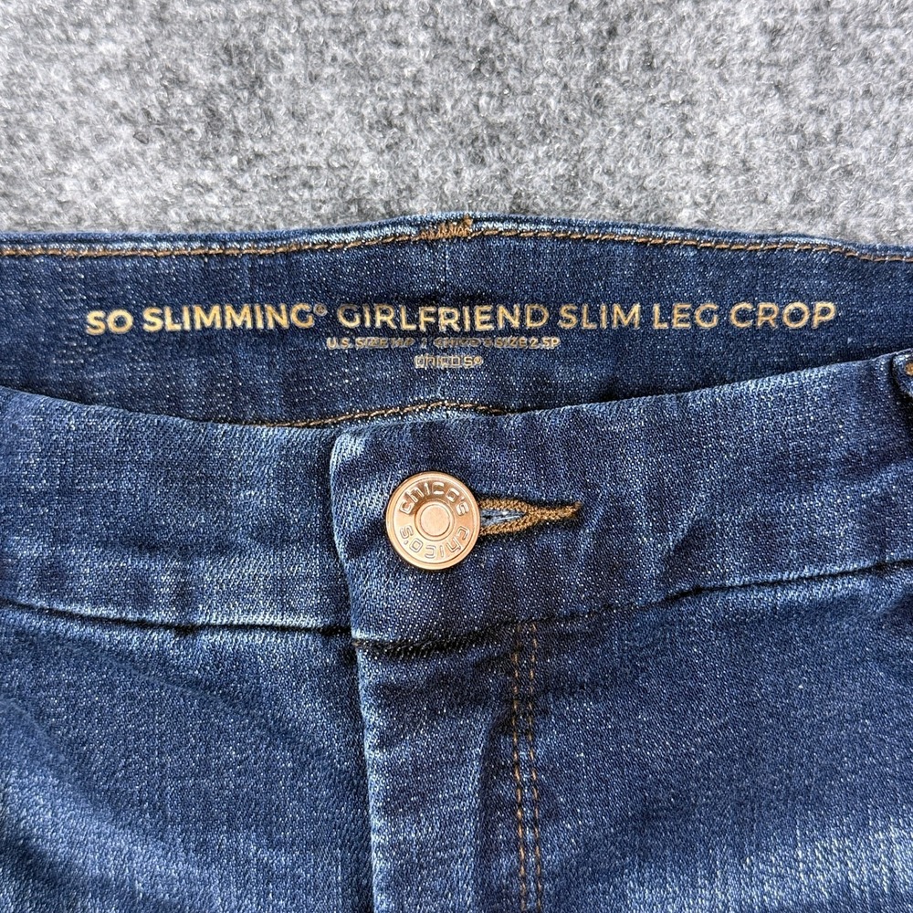 Chicos So Slimming Girlfriend Slim Leg Crop Jean US Size 14P 2.5P Mid Rise Denim - Picture 5 of 16